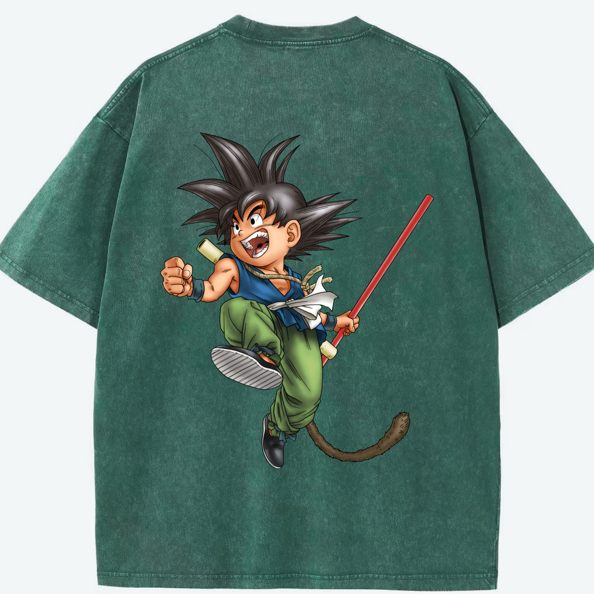 （画像用） ドラゴンボール 孫悟空（そん ごくう）Son Goku カカロット DRAGON BALL Kakarotto 綿100% ヴィンテージ風 半袖Tシャツ（背面プリント）